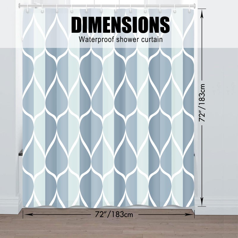 Gelbchu Dark Blue Geometric Shower Curtain  Waterproof Design and Polyester  Quick-Drying  Weighted Hem  Modern Shower Curtains Set for Bathroom W 72 x H 72  Machine Washable with 12 Hooks - Image 5